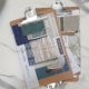 fabric swatches on a clipboard