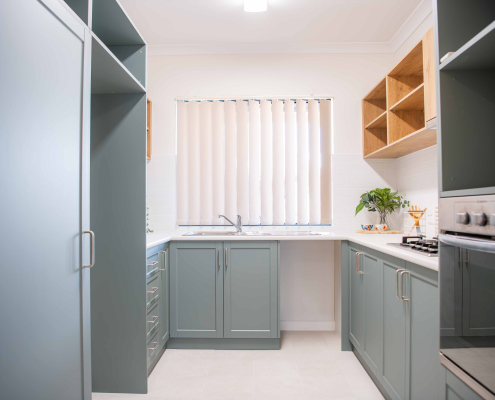 sage green kitchen units